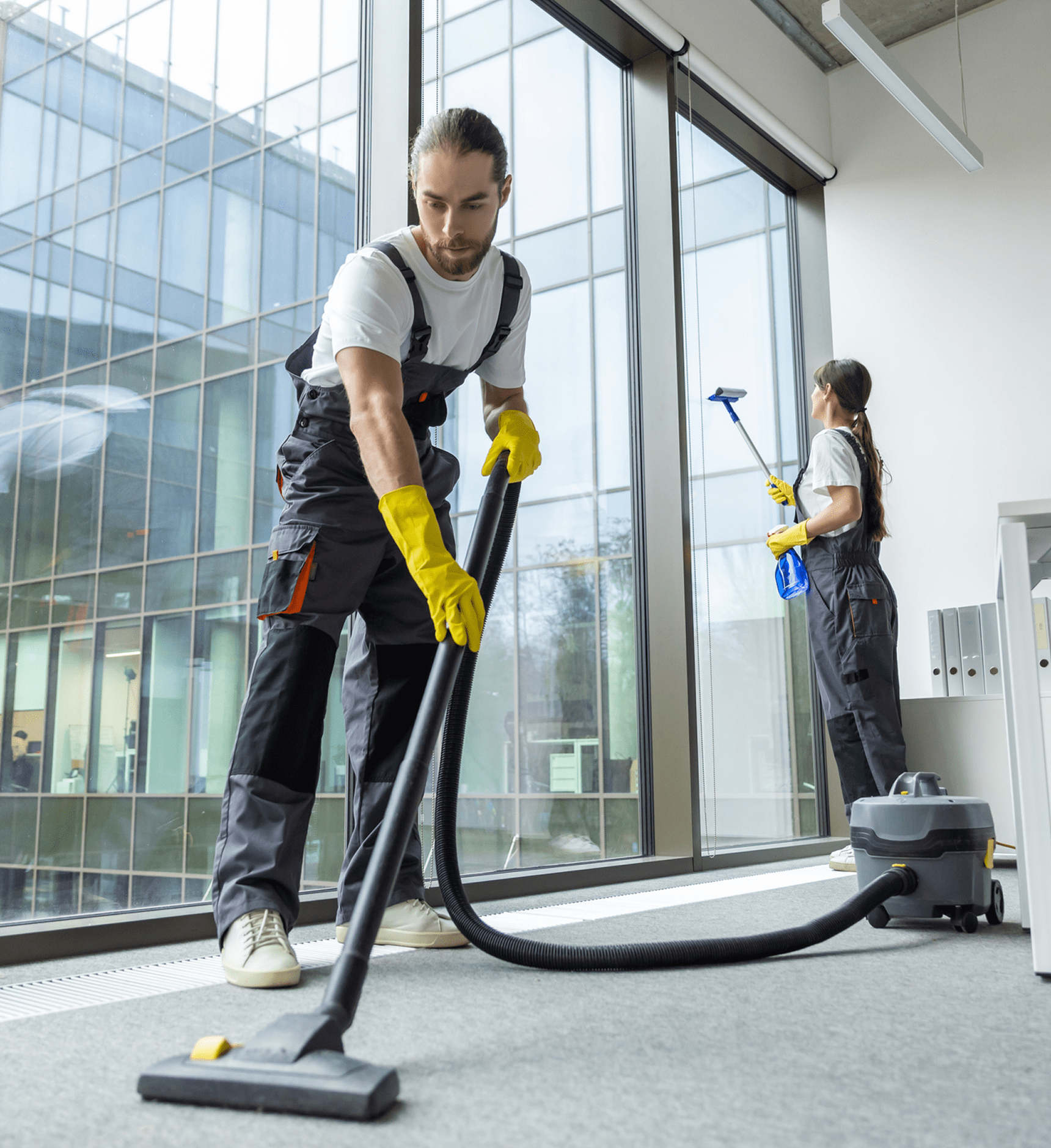Office cleaning in progress