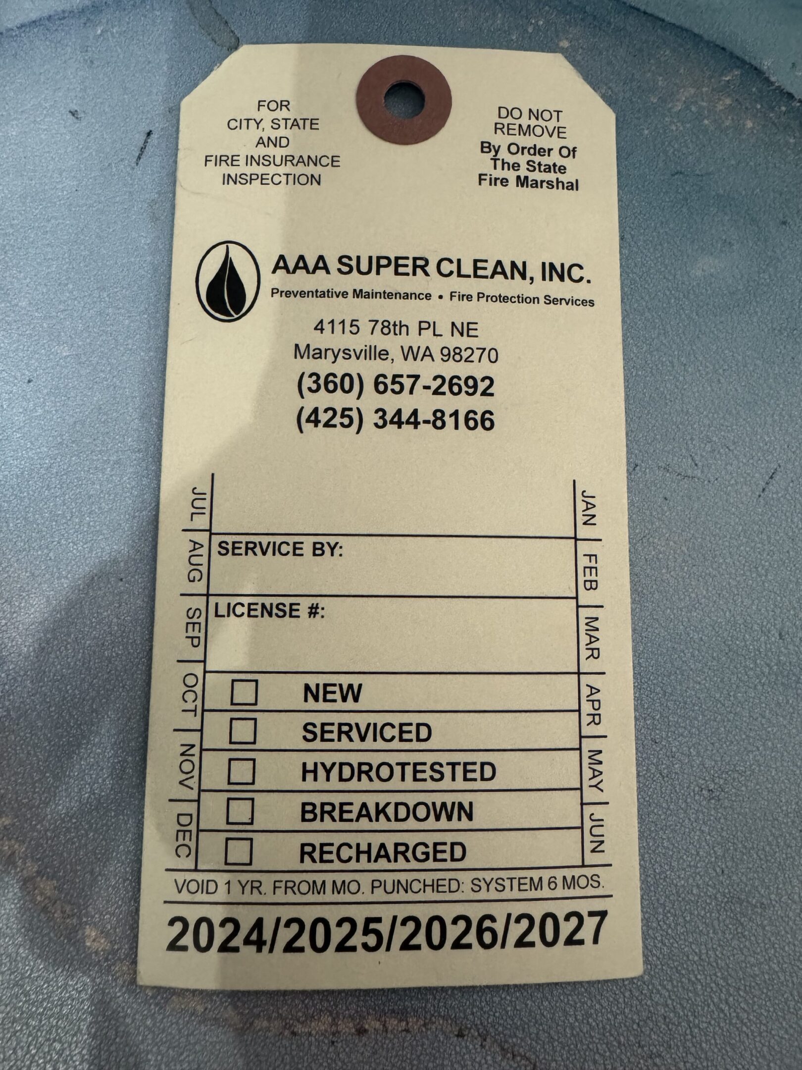 A vehicle service checklist from AAA Super Clean, Inc.